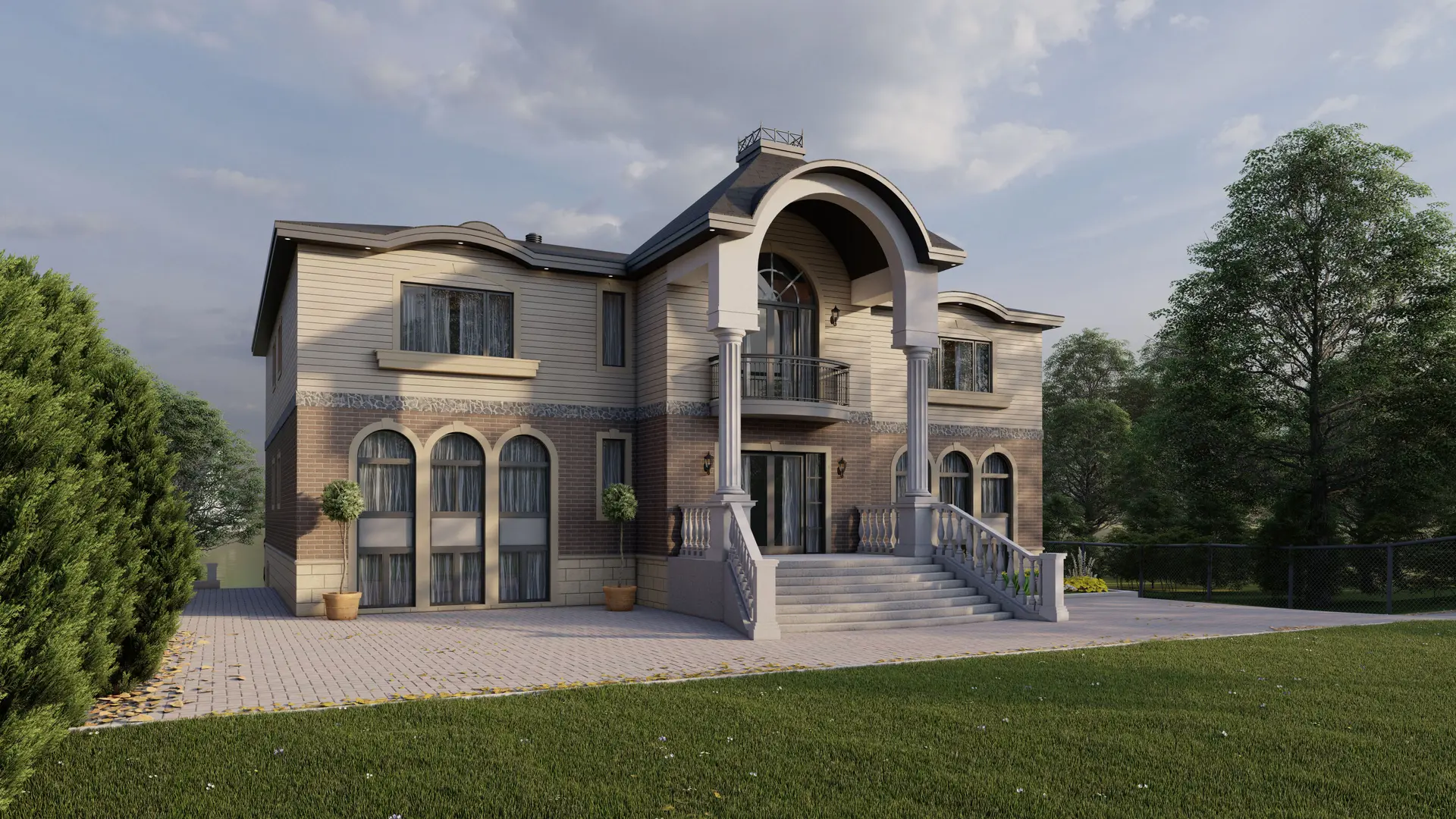 Villa classique — rendu 3D