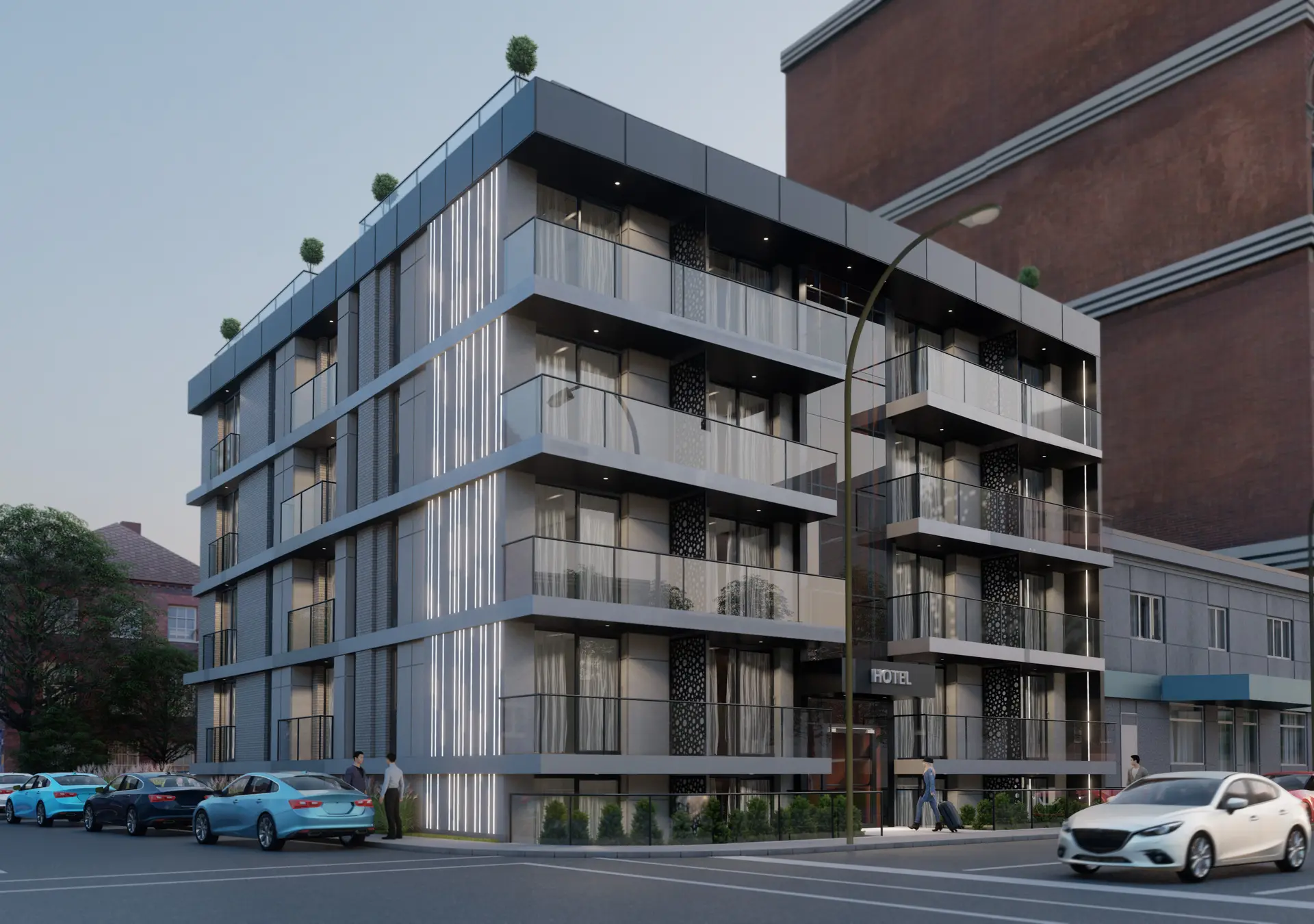 Immeuble résidentiel contemporain — rendu 3D
