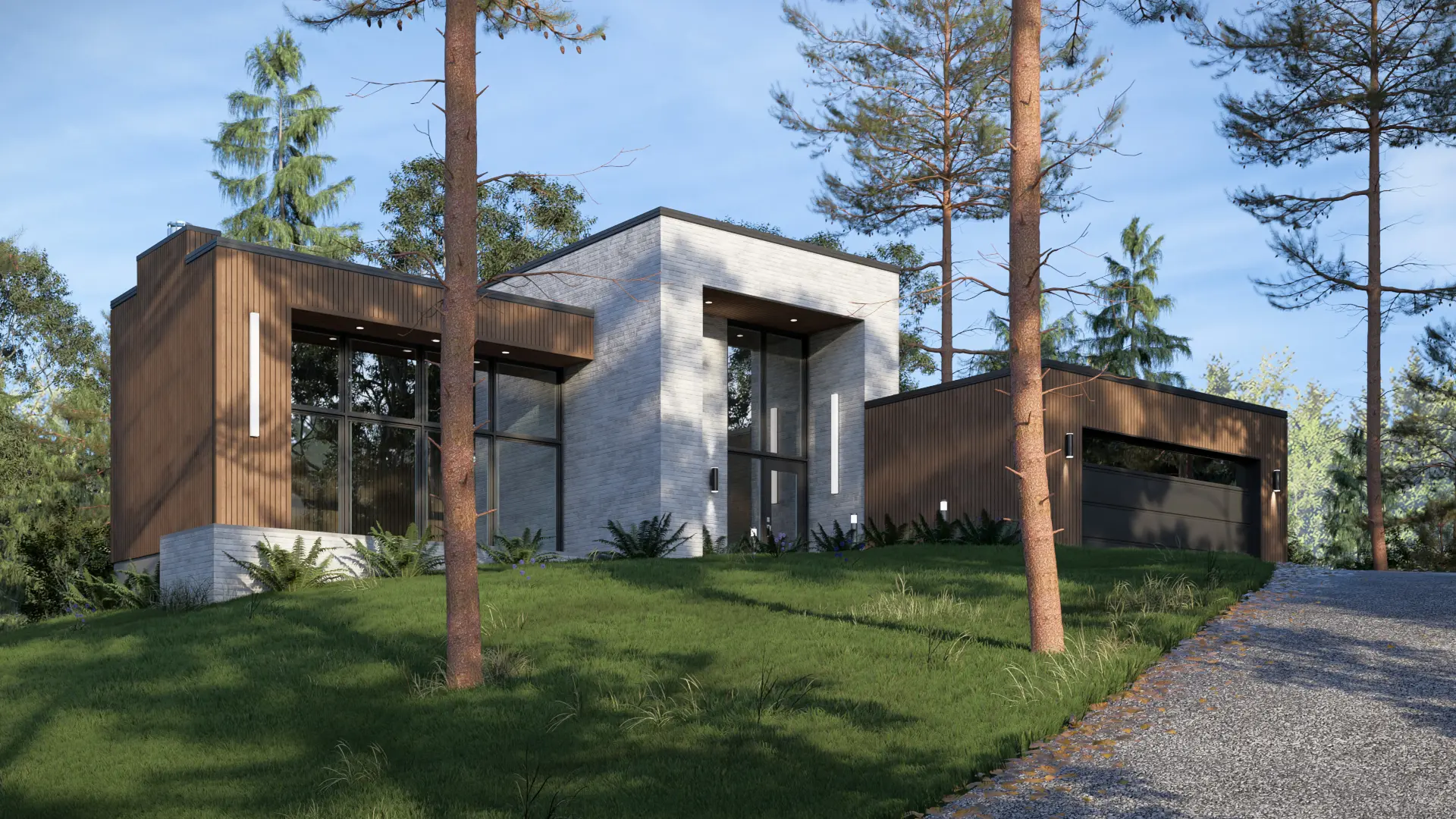 Résidence en forêt — rendu 3D