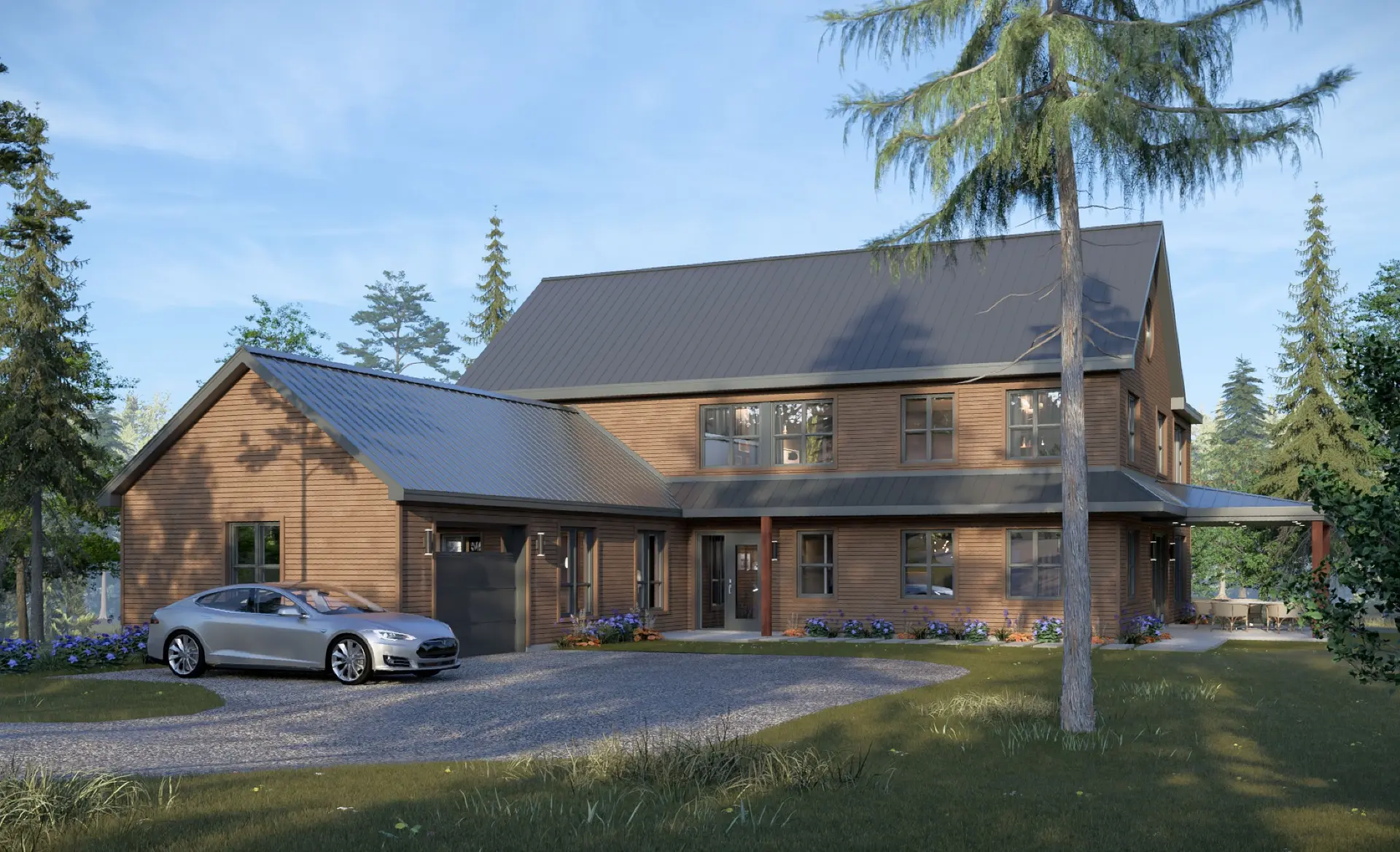 Maison en forêt — rendu 3D