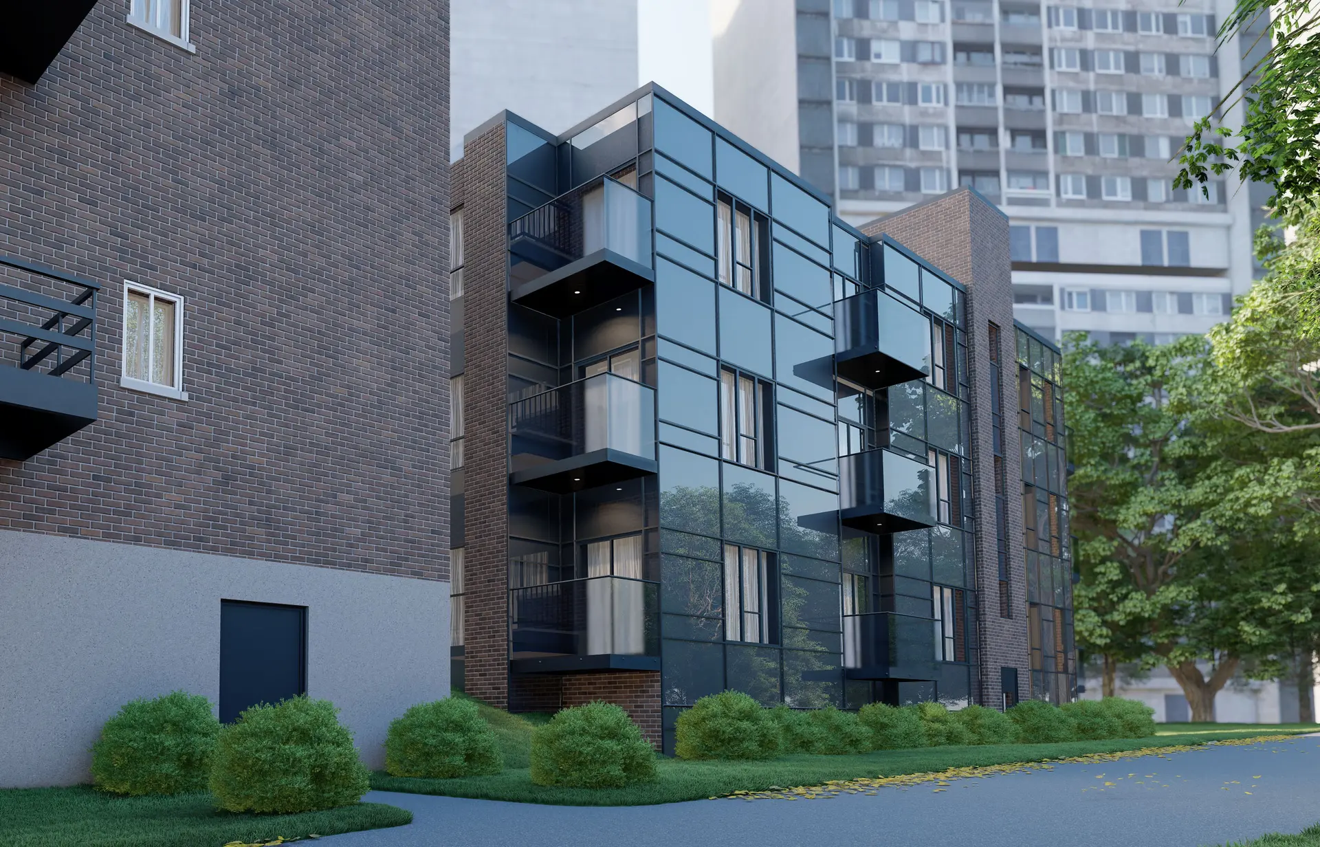 Agrandissement résidentiel urbain — rendu 3D