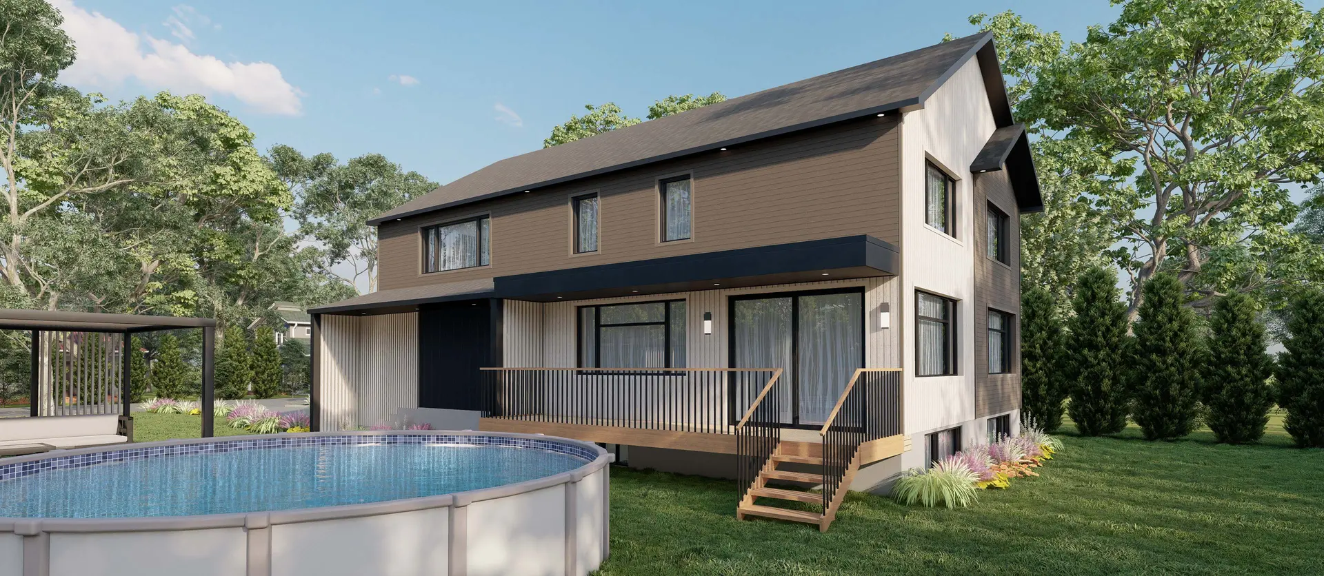 Résidence contemporaine avec annexe — vue 2