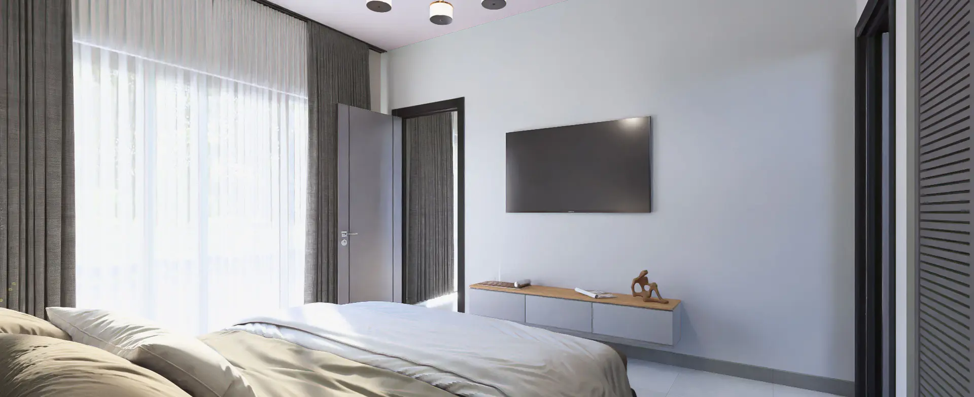 Chambre contemporaine — rendu 3D