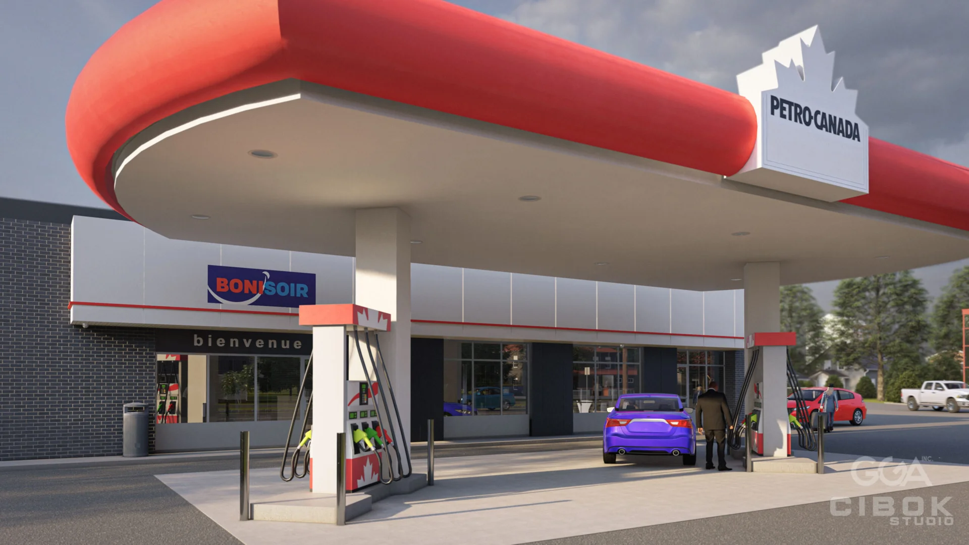 Complexe commercial routier — vue 3
