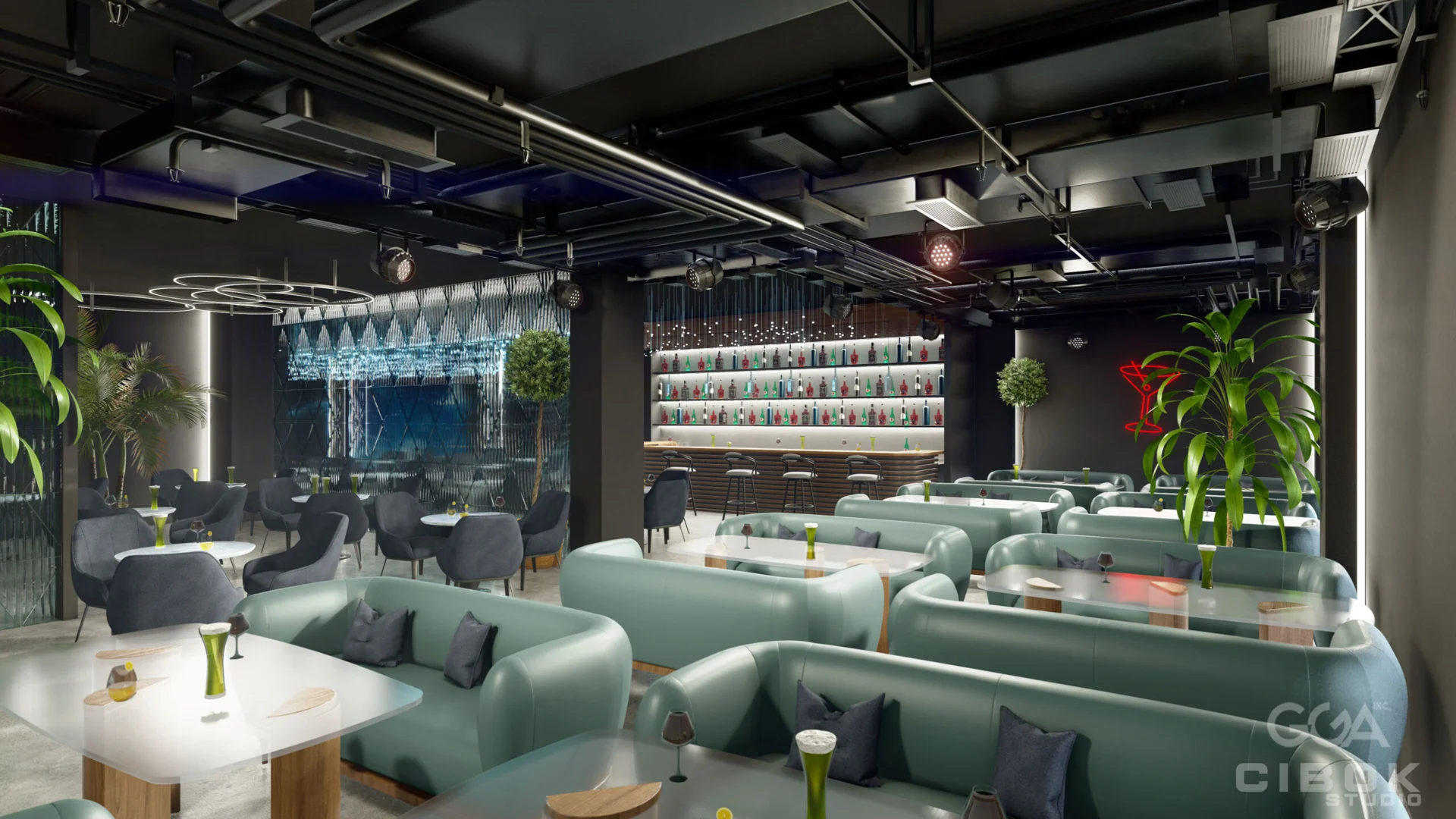 Bar contemporain — rendu 3D