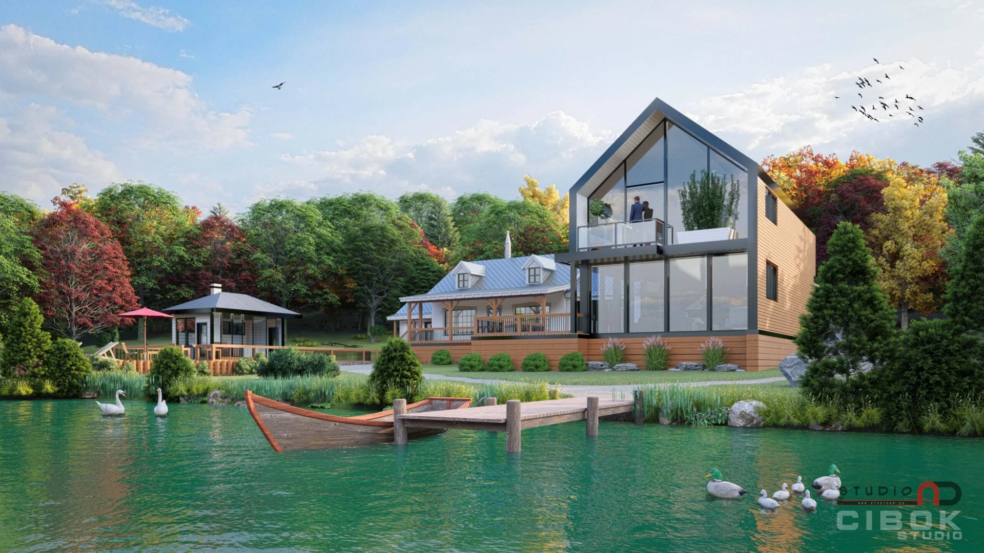 Résidence au bord du lac — rendu 3D